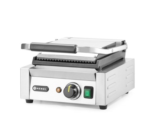 Grill kontaktowy elektryczny dół gładki góra ryflowana 22x23 cm Hendi 263600