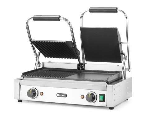 Podwójny grill kontaktowy elektryczny płyta ryflowana i gładka Hendi 263907