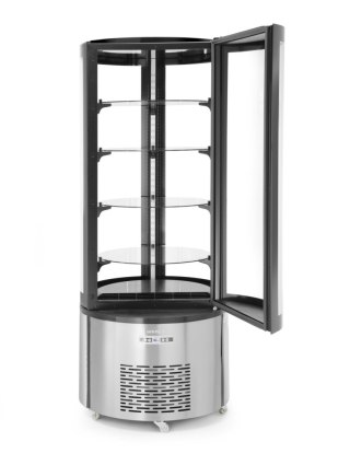 Witryna cukiernicza okrągła przeszklona 360 l ø680x1750 mm Hendi 233832