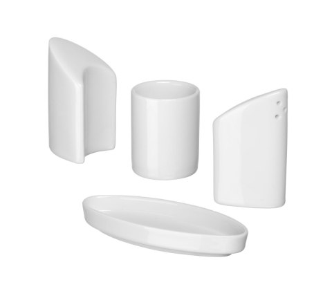 Przyprawnik porcelanowy 3-częściowy sól pieprz wykałaczki Hendi 786420