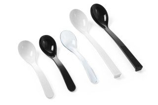 Biała łyżka do sałatek do bufetu i cateringu długość 235 mm Hendi 564103