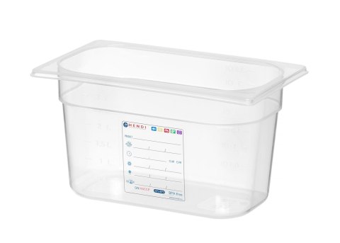Pojemnik GN 1/4 h-150 mm polipropylenowy do przechowywania żywności Hendi 880364
