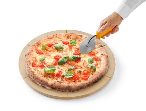 Drewniana okrągła deska do serwowania i podawania pizzy średnica 35 cm Hendi 505557