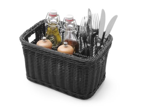 Koszyk na sztućce czarny do gastronomii wymiary 260x180x150 mm Hendi 426074