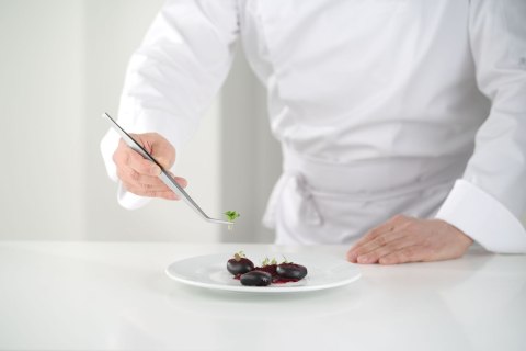 Pęseta kuchenna zakrzywiona precyzyjna stal nierdzewna 24 cm Hendi 680063