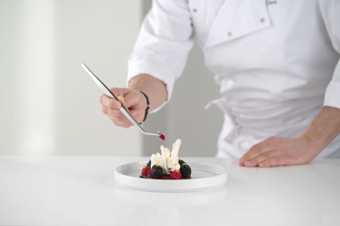 Pęseta kuchenna zakrzywiona precyzyjna stal nierdzewna 24 cm Hendi 680063