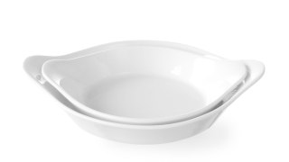 Półmisek porcelanowy do zapiekania okrągły z uchwytami biały Hendi 785904