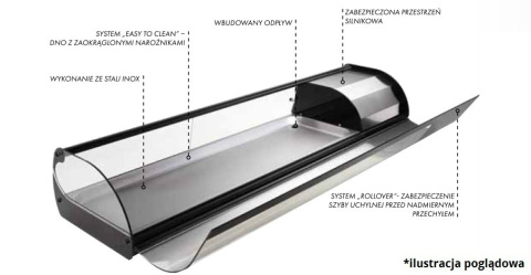 Witryna Chłodnicza 1085 Mm Płaskie Dno Czerwona Sayl V4rp