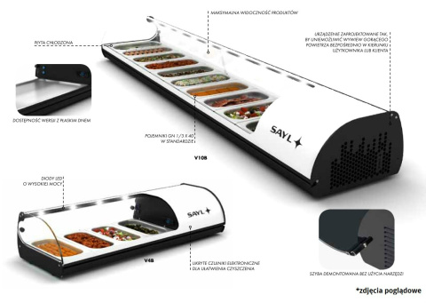 Witryna Chłodnicza Nadstawka Tapas 8x GN 1/3 Biała SAYL V8b