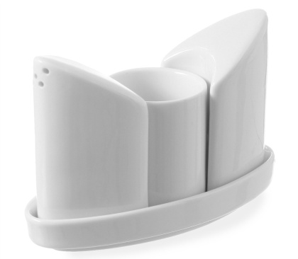 Przyprawnik Porcelanowy 3-Częściowy Sól Pieprz Wykałaczki Hendi