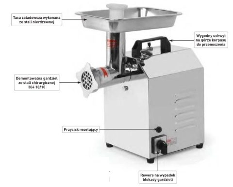 Wilk do mięsa Top Line 80 kg/h + 2 sitka Hendi 210765