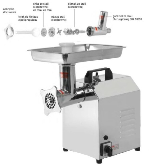 Wilk do mięsa Top Line 80 kg/h + 2 sitka Hendi 210765