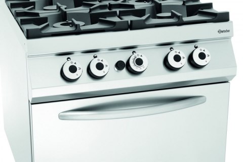 Kuchnia 4-Palnikowa Gazowa 1x3,5 + 1x5 + 2x8 kW Piekarnik Gaz 2/1 Gn Bartscher